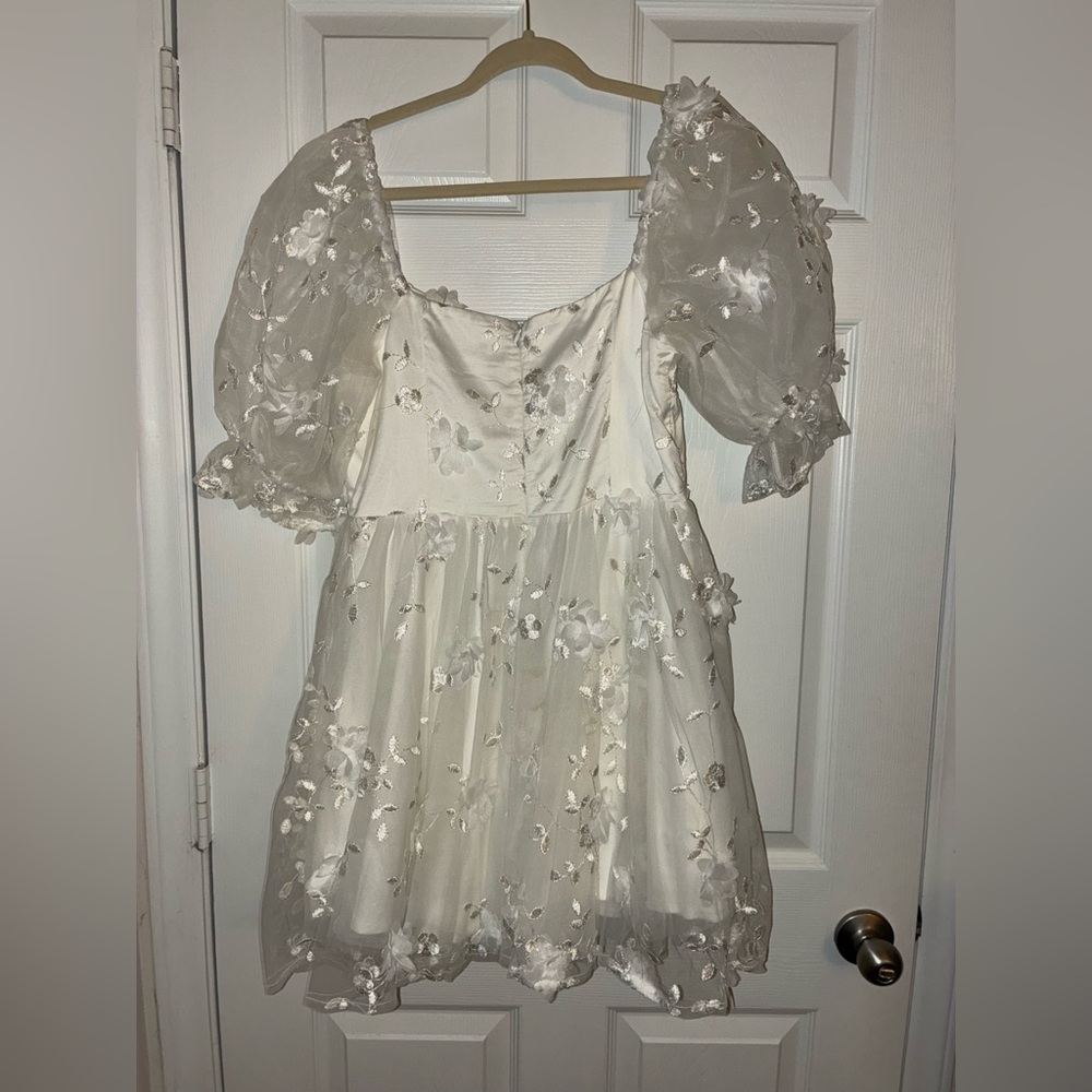 I've Got Sunshine Ruffle Strap Mini Dress Embellished White - Picture 5 of 9